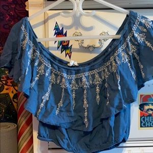 LA Hearts Ruffle Crop Top